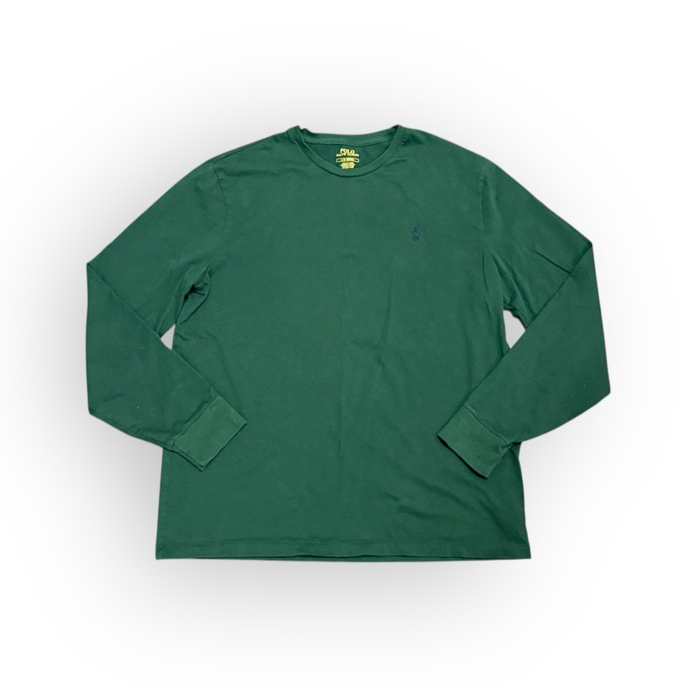 Ralph Lauren Polo Mens Long Sleeve Pony Logo Crew Neck Shirt Green/Navy Sz L - Picture 2 of 8